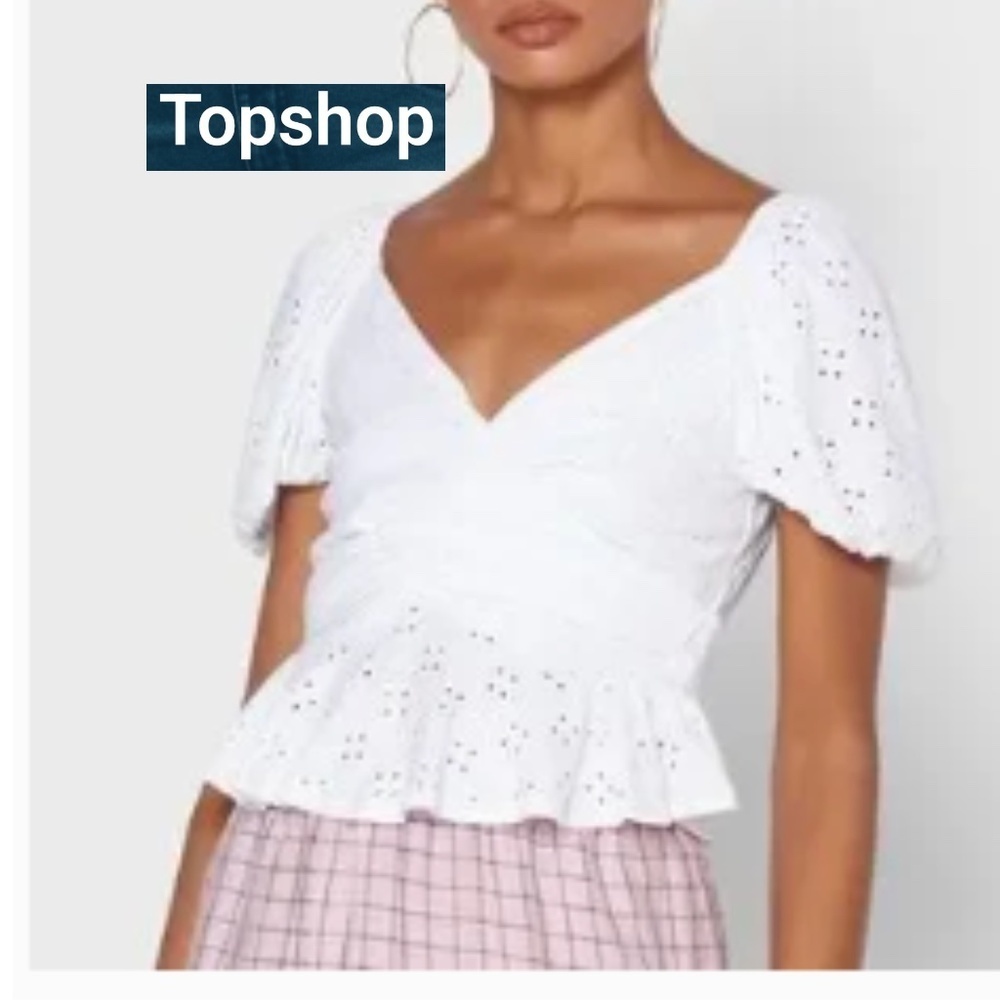 NEW TopShop white broderie eyelet crop wrap top, 4